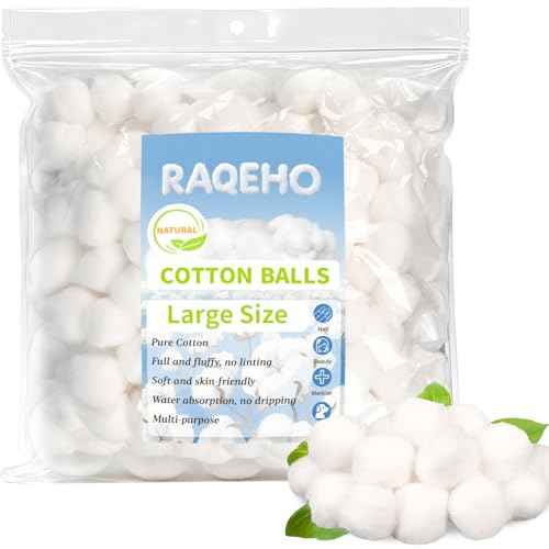 200pcs Natural Cotton Balls - Large Size Organic Cotton Ball for Nail Polish Remover Absorbent Soft Acetone Free Gel Nail Removal Bulk Cotton Rounds Face Cleansing Makeup Remover Nail Supplies