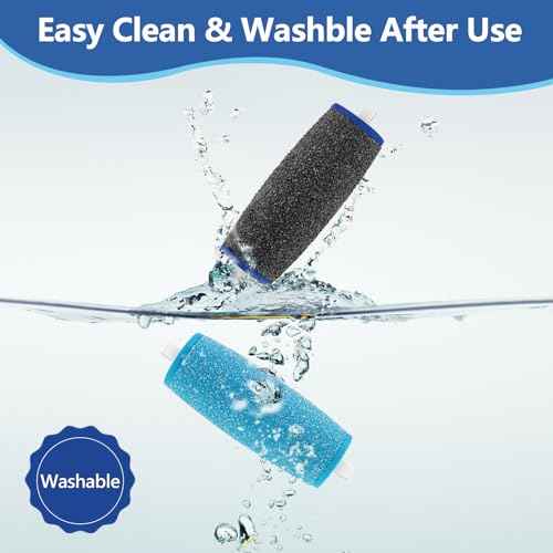 11 Pack Replacement Roller Heads for amop Pedi Perfect Refills Electronic Foot File, Include 6 Extra Coarse & 5 Regular Coarse Replacement Heads Compatible with Amop (Black+Blue)