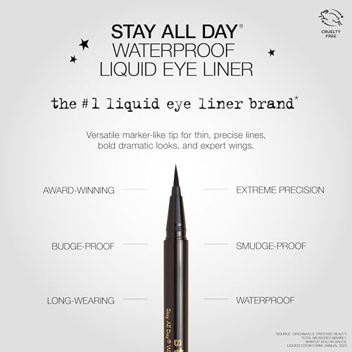 stila Waterproof Liquid Eye Liner, Stay All Day Makeup with Fine Brush Tip Lasting Satin Finish, Smudge-Proof & Transfer-Resistant