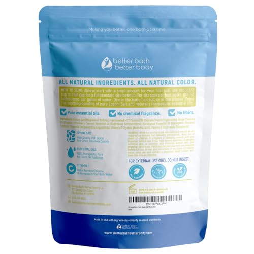Circulation Foot Soak 32 Ounces (2 Lbs) Epsom Salt with Pure Essential Oils Ginger and Cypress Essential Oils Plus Vitamin C in BPA Free Pouch with Easy Press Lock Seal