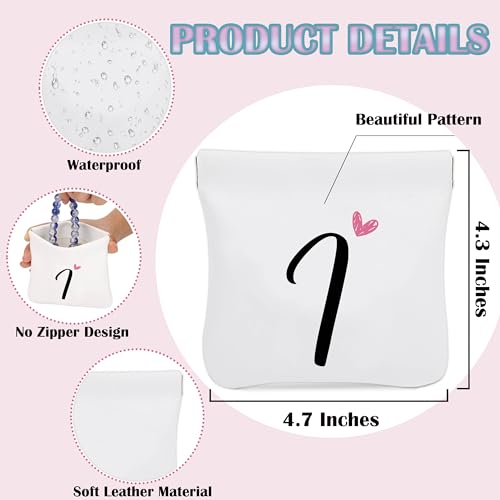 Initial I Personalized Pocket Cosmetic Bag, Waterproof Portable No Zipper Self-closing Makeup Pouch, Mini Travel Storage Makeup Bag, Gift Ideal for Women Girls Teen (BP09)