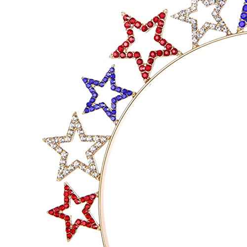 4th of July Headbands Patriotic Star Headband - Rhinestones Tiara Headpiece Star Crystal Hair Hoop for Women Hoilday Independence Day Party Hair Accessories Decorations