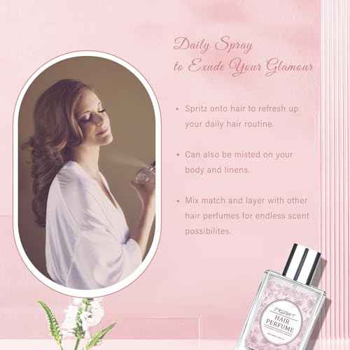 Hair Perfume for Women, Long Lasting Pheromone Perfume, Hair and Body Mist, Romantic Rose Scent, Hydrates and Nourishes, 50ML