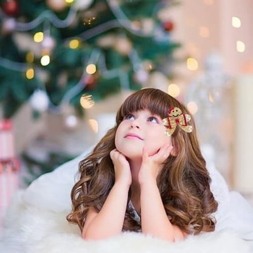Christmas Glitter Hair Clips Cute Sparkly Gingerbread Man Shape Cheer Barrettes Alligator Hairpins for Teens Toddler Girls Kids Xmas Holiday Party Dress Decor Accessories Gift (H)