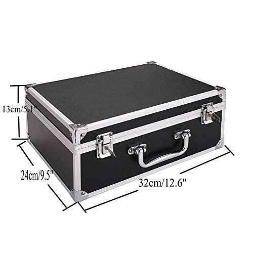 Tattoo Kit Box Case,Tattoo Case Organizer 12.6" x 9.5" x 5.1" W/Lock Machine Carrying Box,Aluminum Alloy with Sponge for Machine