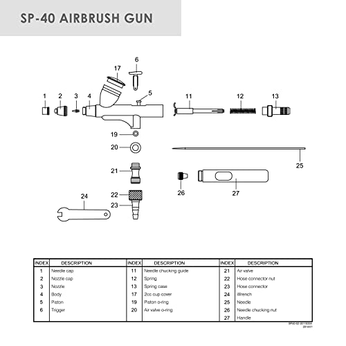 TEMPTU Gravity Feed Airbrush, SP-40 Single Action Airbrush Gun | Professional Airbrush For Beauty & Light Body Work | Includes Storage Case