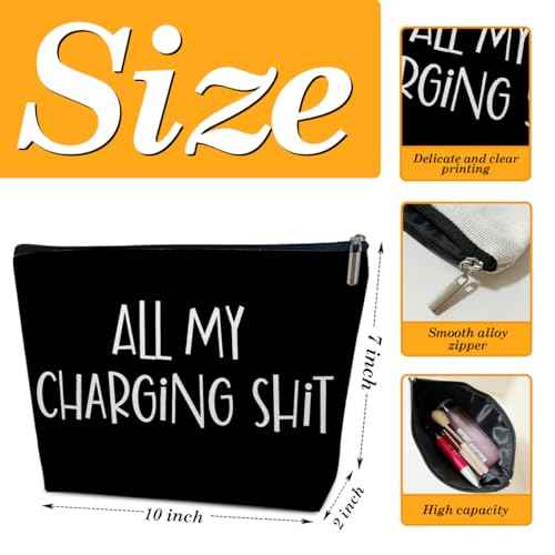 All My Charging Shit Makeup Bag, Travel Gifts for Women Female Best Friend, Cosmetic Bag for Small Travel Accessories, Girls Trip Gifts Favors