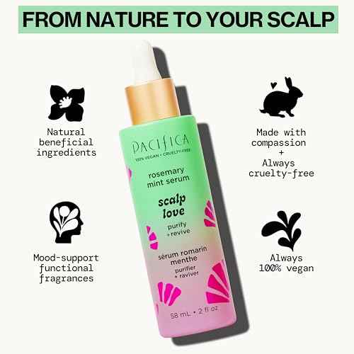 Pacifica Scalp Love Rosemary Mint Serum - Dry, Flaky, and Itchy Scalp Serum, Hydrating, Moisturizing, and Calming Treatment Formulated with Witch Hazel, Vegan and Cruelty-Free - 2 Fl Oz