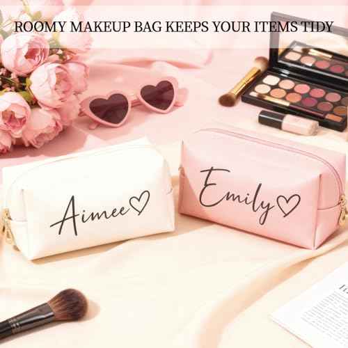 Personalized Makeup Bag with Name & Birth Flower - Custom Toiletry Bag for Women, Unique Bridesmaid Gifts, Wedding Party Favors, Best Friend Birthday Present
