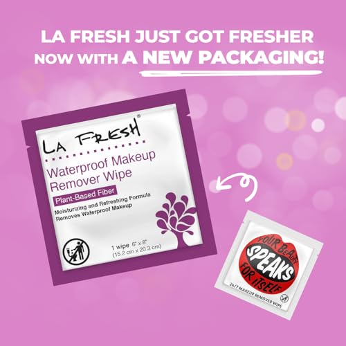 La Fresh 24/7 Makeup Remover Wipes, Easily Remove Waterproof Makeup and Moisturizing, Pack of 200 Individually Wrapped Wet Wipes, Skincare Travel Essentials