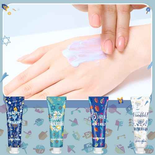 12 Pcs Hanukkah Hand Cream Gifts Set Hand Lotion Travel Proper Size Bulk for Women Hanukkah Mini Cremas Para Manos for Moisturizer Cream for Chanukah Advent Party Gifts