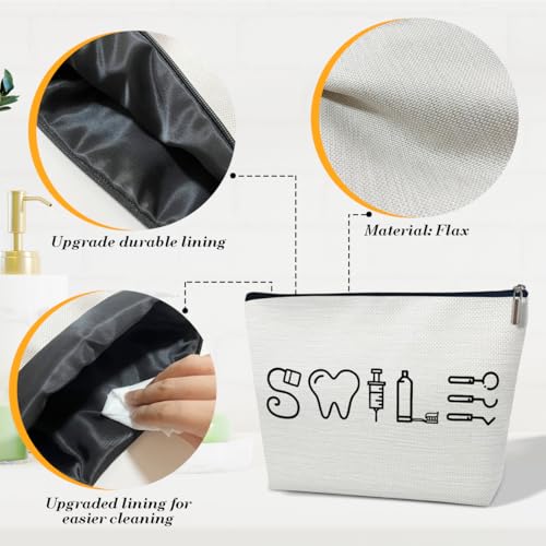 Dental Assistant Gifts Makeup Bag, Dental Hygienist Graduation Gifts for Women Coworkers Graduate, Cute Cosmetic Bag for Purse, Hygiene Student Must Haves Organizer Pouch