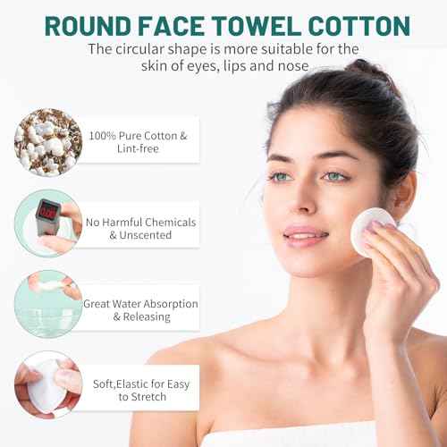 Premium Cotton Rounds for Face, 300 Count Makeup Remover Pads, 100% Pure & Natural Facial Cleansing Round Pads, Soft, Hypoallergenic, Lint-Free, Highly Absorbent