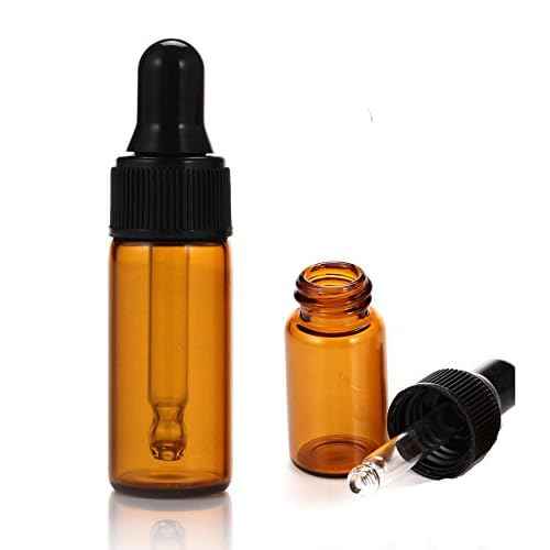 Simple-e 10pcs 5ml 1/6oz Amber Mini Glass Bottle Amber Sample Vial Small Essential Oil Bottle with Glass Eye Dropper + 1pc Glass Clean Cloth + 1pc 3ml dropper (10)