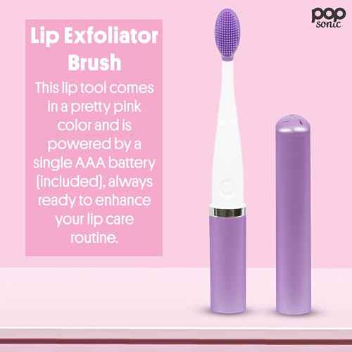 Lip Exfoliator w/AAA Battery (Lavender) - Silicone Lip Brush for Dry, Chapped, & Chafing Lips - Soft Bristle Lip Brush Exfoliating Tool for Smooth, Luscious Lips - Lip Products for Women & Men¡¦