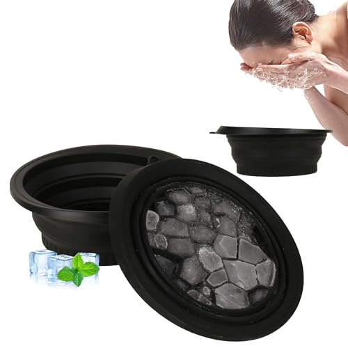Face Bowl for Ice with Built-In Ice Tray,Ice Bath Collapsible Silicone Bowl,Facial Plunge Bowl, for Face Cooling Portable Spa Tool for Home & Travel £¨Black£©