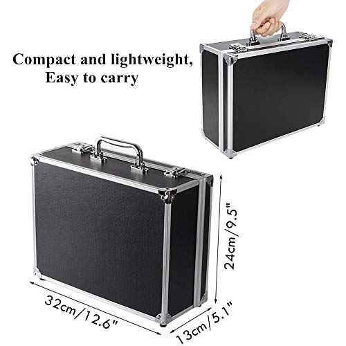 Yuelong Black Tattoo Makeup Carry Case - 12.6" x 9.5" x 5.1" Double Lock Key Aluminum Storage with Sponge
