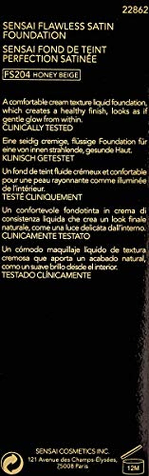 Sensai Flawless Satin Foundation Spf20 30ml 204 Honey Beige