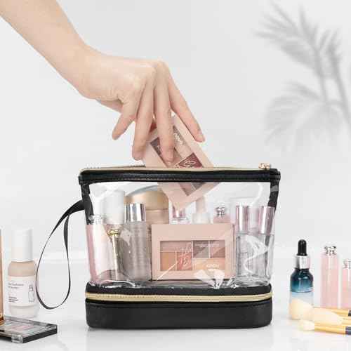 Ethereal Travel Makeup Bag, Clear Cosmetic Bag Make Up Organizer TSA Approved Toiletry Bag, Waterproof Pouch for Women Purse for Toiletries Accessories Brushes
