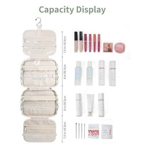 Narwey Hanging Toiletry Bag for Women Travel Checkered Makeup Bag Organizer Toiletries Bag for Travel Size Essentials Accessories Cosmetics (Mint Green Checkerboard (Medium))