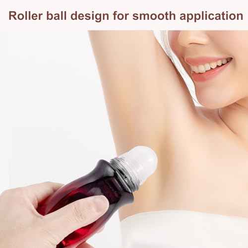 Kesell 2Pcs Glass Roller Bottles 50 ml Gradient Red Roll on Bottle with Plastic Roller Ball and Opener Empty Roller Ball Deodorant Container for Essential Oils, Perfume (Gold Lid)