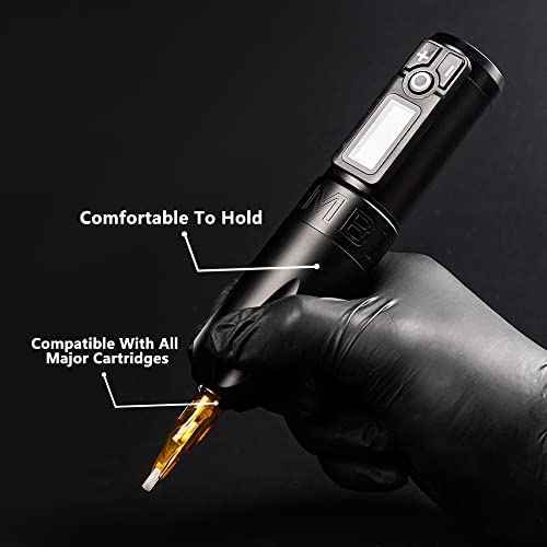 Ambition Trident Wireless Tattoo Machine - Rotary Tattoo Cartridge Machine Battery Pen with 2400mAh Power Coreless Motor Digital LED Display for Professionals and Beginners Tattoo Artist