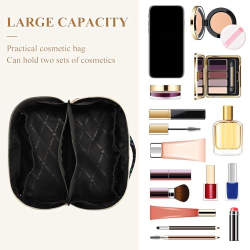 Makeup Organizer Bag, Colorful Neon Cat Heads Travel Makeup Bags Makeup Vanity Case Large Capacity Rhombus Cosmetic Toiletry Bag for Girl Women Ladies