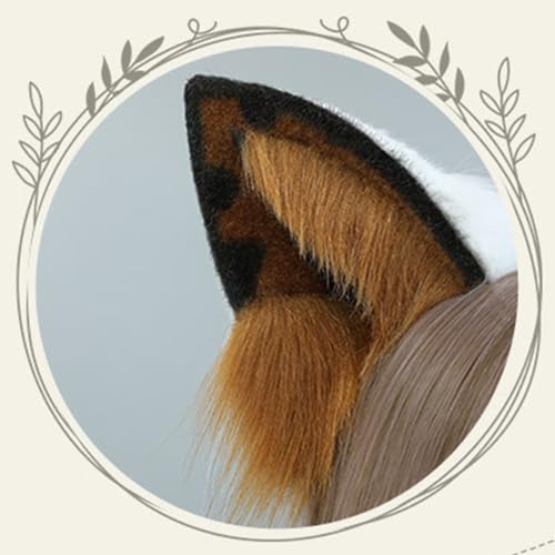 Dog Ears Headband Animal Ears Headband Puppy Ears with Tail for Cosplay Party Headdress Costume Accessories