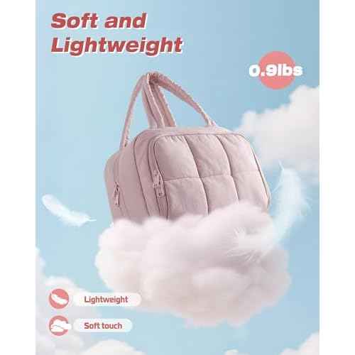 Travel Toiletry Bag for Women with Hanging Hook, Water Resistant Puffy Makeup Organizer with Leak Proof Pockets for Toiletries and Cosmetics - Pink (Bag Only)