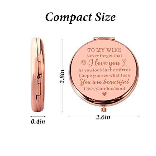 Boo Basket Stuffers for Husband from Her Wife Anniversary Mirror Gift for Wife Her 10 Year Anniversary I Love You Gifts for Female Women Makeup Mirror Gift Wedding Inspirational Gifts Female