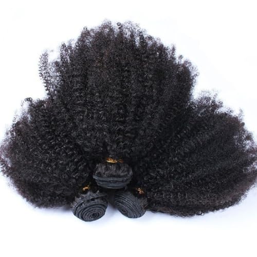 Mongolian Afro Kinky Curly Human Hair 3 Bundles (18 18 18 Inch) Afro Curly Weave Hair Extensions for Black Women Unprocessed Virgin Hair Afro Kinky Human Hair Bundles Natural Color
