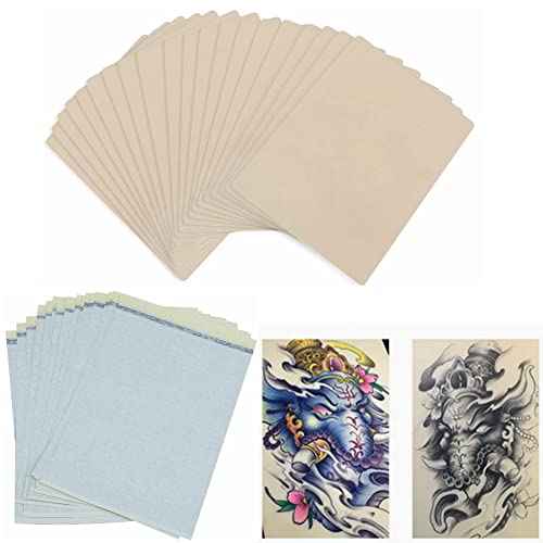 40pcs Tattoo Practice Skins with Tattoo Transfer Paper Kit Includes 30pcs A4 Size 4 Layers 8.5" x 11" Tattoo Paper and 10Pcs 8¡¿6in Double Sided Tattoo Skin Practice