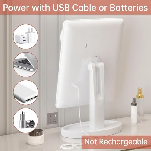 Funtouch Large Lighted Vanity Makeup Mirror with 88 LED, 360 Rotation Touch Screen, 10X Magnification Portable Tabletop Cosmetic Make Up Mirror