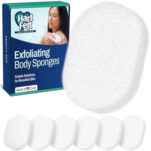 HartFelt 7 Pack Body Exfoliation Beauty Box with Body Wash Scrubber | Super Soft Exfoliating Bath Sponges for Shower Women & Men | Chemical-Free Bathing Sponge Set for Dead Skin Removal | Gift Box