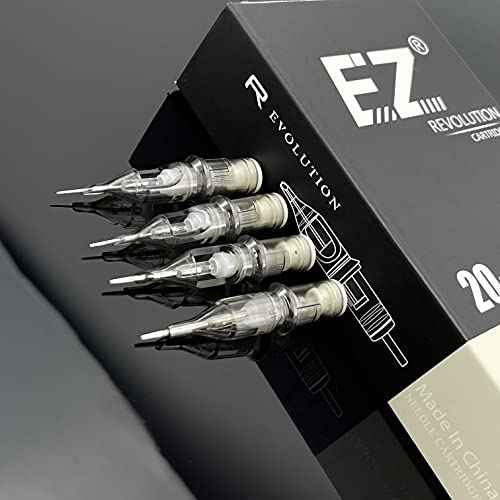 EZ Tattoo Cartridge Needles - 20Pcs #12 (7RL) Standard Round Liner Disposable Tattoo Needles Cartridges for Rotary Tattoo Machine Pen Gun - Revolution