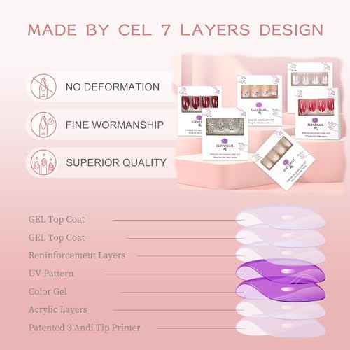 Press On Nails Glossy Short Squoval Stick On Fake Nails Salon DIY Acrylic Manicure Reusable Magic Pink Purple Chrome False Acrylic Nail Art Tips