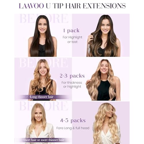 LaaVoo Blonde U Tip Hair Extensions Human Hair Platinum Blonde K Tip Hair Extensions Real Human Hair 24 inch Long Straight Remy Utip Hair Extensions Keratin Hair Extensions 50g/50s