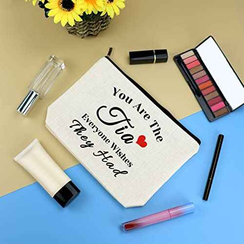 Aunt Appreciation Gift Aunt Gift from Niece Nephew Makeup Bag Tia Gifts Mothers Day Thanksgiving Christmas Birthday Wedding Gifts for Aunt Tia Auntie Cosmetic Bag Aunt Travel Make Up Pouch