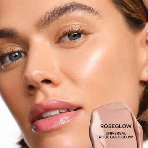 Saie Mini Glowy Super Gel - Hydrating Makeup Primer and Illuminating Glow Serum Enriched with Vitamin C and Squalane Oil - All-Over Liquid Highlighter Makeup for Instant Glass Skin - Roseglow (0.5 oz)