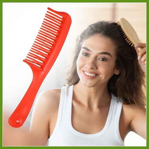 Detangling Hair Comb, Double Row Tooth Hair Comb Hairdressing Styling Tool for Curly Hair, Red, 7.87"x1.77" Beauty