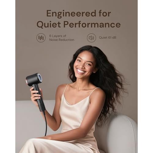 Hair Dryer with Diffuser for Curly Hair, Blow Dryer, 110000 RPM Professional High Speed Hairdryer with Negative Ions, 1400W Blow Dryer with 6.5 Ft Cord Fast Drying for Women Men