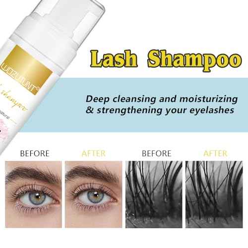 3.38OZ Eyelash Extension Cleanser Lash Mousse Unsent Lash Shampoo for Extensions, Natural Lashes Makeup & Mascara Remover Professional & Self