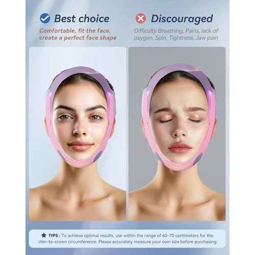 V-Line Sculpting Face Mask ? Silicone Chin Strap for Jawline Tightening & Double Chin Reduction (23-27 Inches) (BLUSH)