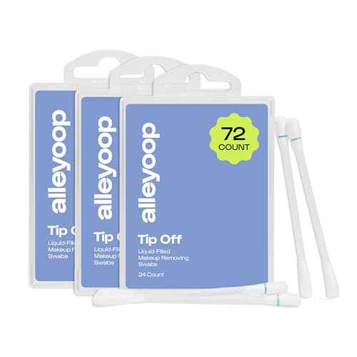 Alleyoop Cotton Swabs for Makeup, Tip Off Liquid-Filled Makeup Removing Swabs (24 Count, 3 Pack) - Easy-To-Use & Space Saving Makeup Remover - Disposable Cotton Tips for Eye, Lip, Eyebrow, & Eyeshadow