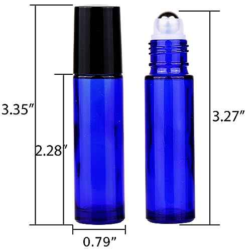 inice 24 Pack,10ml Roller Bottles for Essential Oils Cobalt Blue Glass Stainless Steel Roll On Ball Bottles for Travel