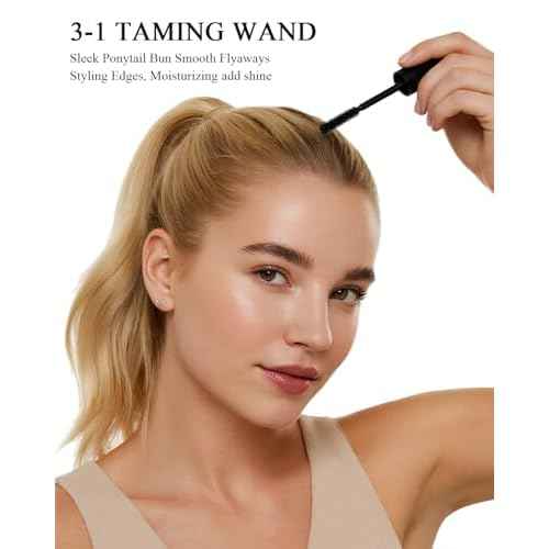 5Pcs Set: Hair Wax Stick, Hair Finishing Stick, Slick Back Hair Brush - Smooths Flyaways, Tames Frizz, Sleek Ponytails Buns - Taming Wand for Women Style Edges - Styling Accessories for Girls & Kids