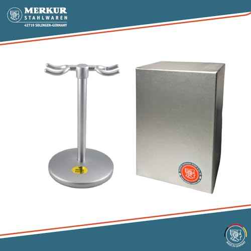 MERKUR Shaving Stand for Razor and Brush in Matt Chrome | Fits 700002 Matt Futur Adjustable Razor | 1700002 Matt Shaving Brush