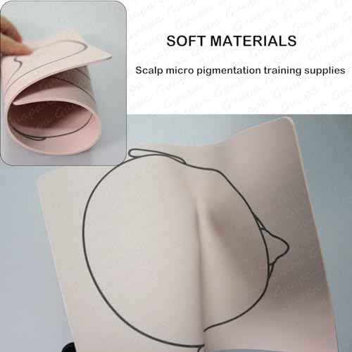 3pcs Tattooing and Permanent Makeup Practice Skin Scalp Micropigmentation Supplies Double-Sided SMP Silicone Sheet (Pink Skin- Blank Face and Scalp Template)