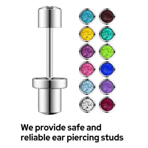 Safe Piercing Earrings and Ear Piercing Kits 3mm, Stainless Steel Cubic Zirconia Ear Piercing Gun Sets,with Short Post and Safe backs for Baby or Girl's Studs (Apr-1pair), White