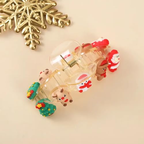 Christmas Hair Clips and Claw Clips - Tree, Snowman, Santa Claus, Elk Accessories - Nonslip Strong Grip Winter Hair Claws for Women With Thin and Thick Hair